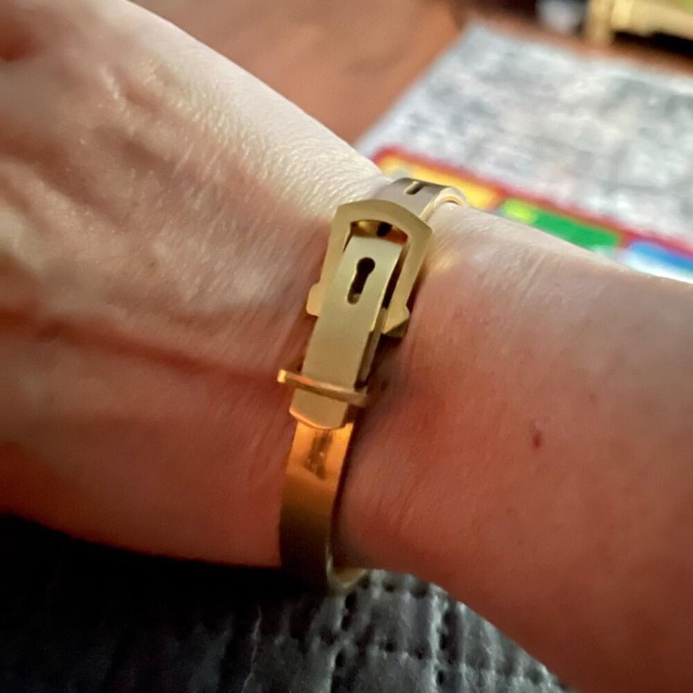 Neiman Marcus 18k Gold Plated Stainless Steel Roman Twisted Cuff Bracelet